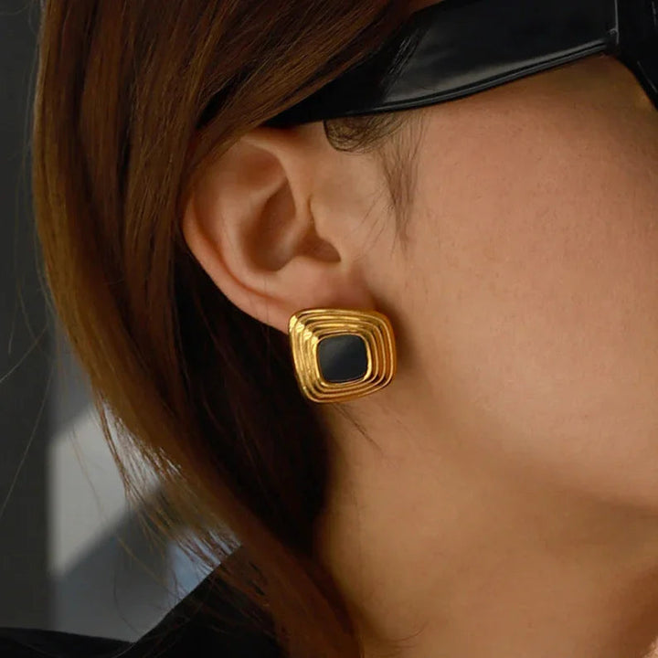 Gold-Plated Geometric Stud Earrings for Women