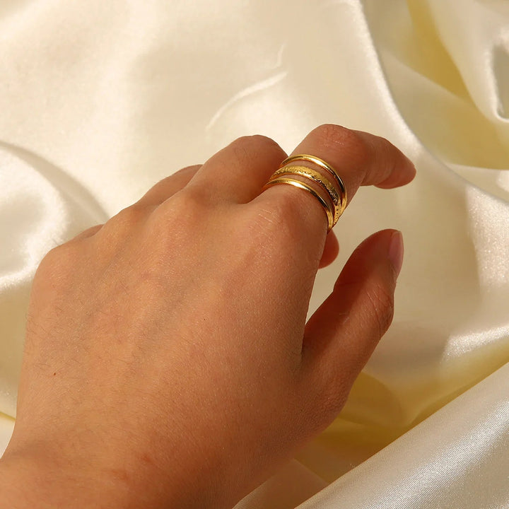 Gold-Plated 3-Layer Adjustable Ring