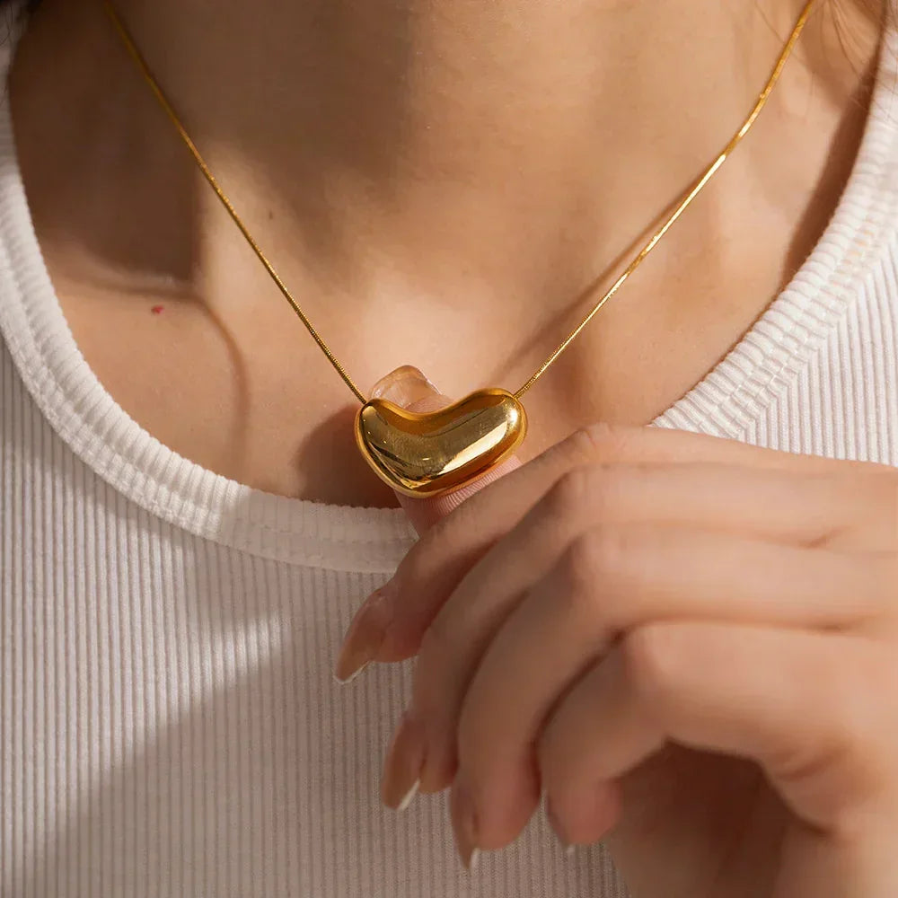 Gold-Plated Pendant Necklace with Stainless Steel