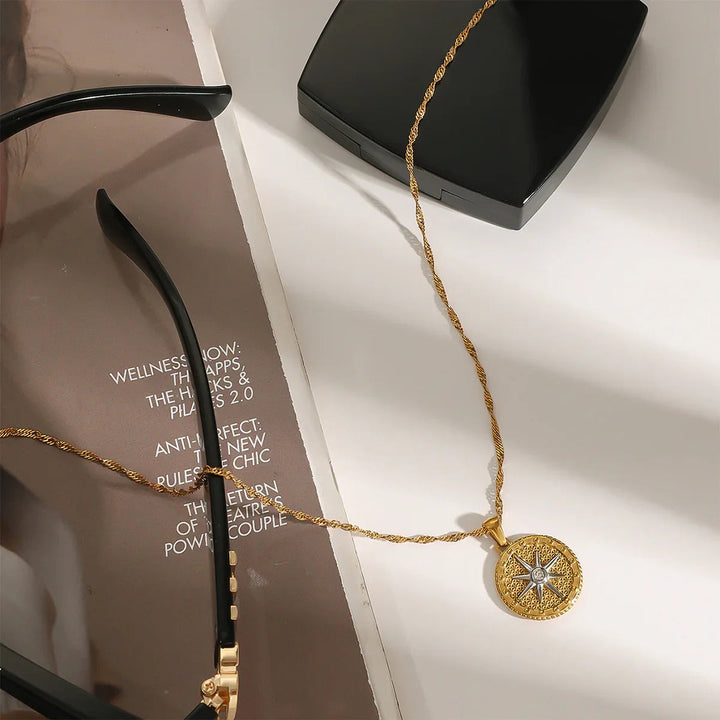 Gold-Plated CZ Star Pendant Necklace for Women