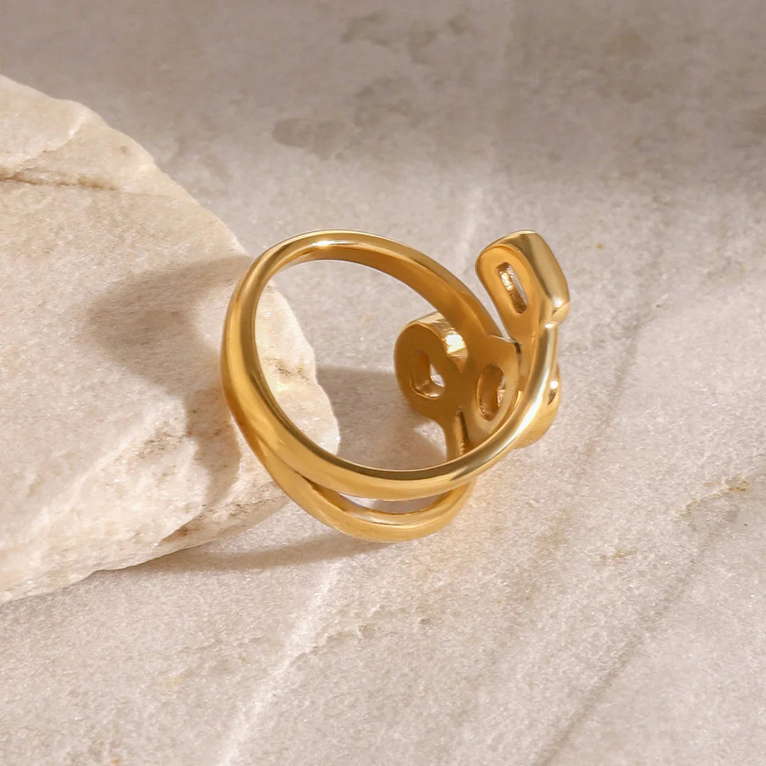 Gold-Plated CZ Layered Ring for Women