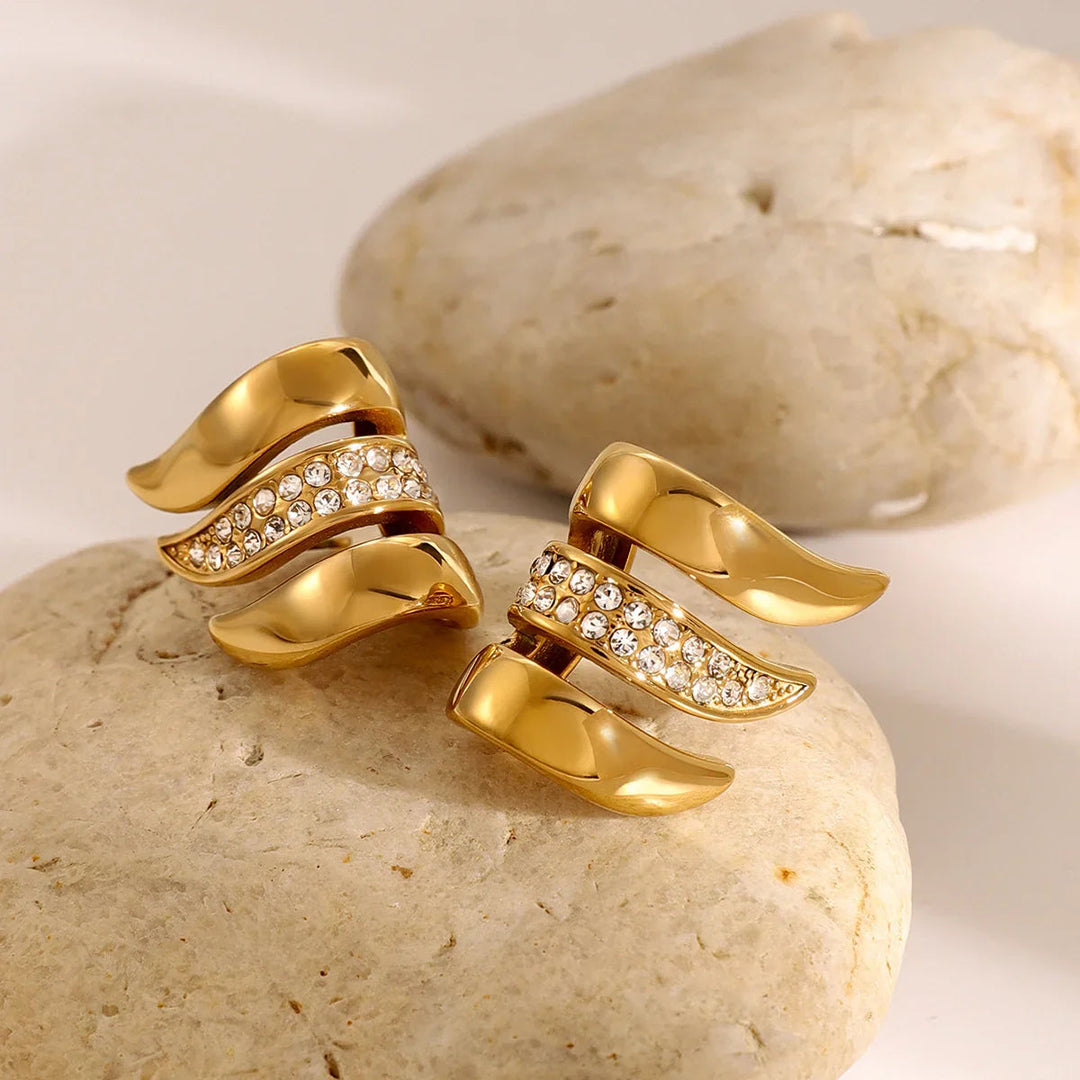 Gold-Plated Wing Design Earrings