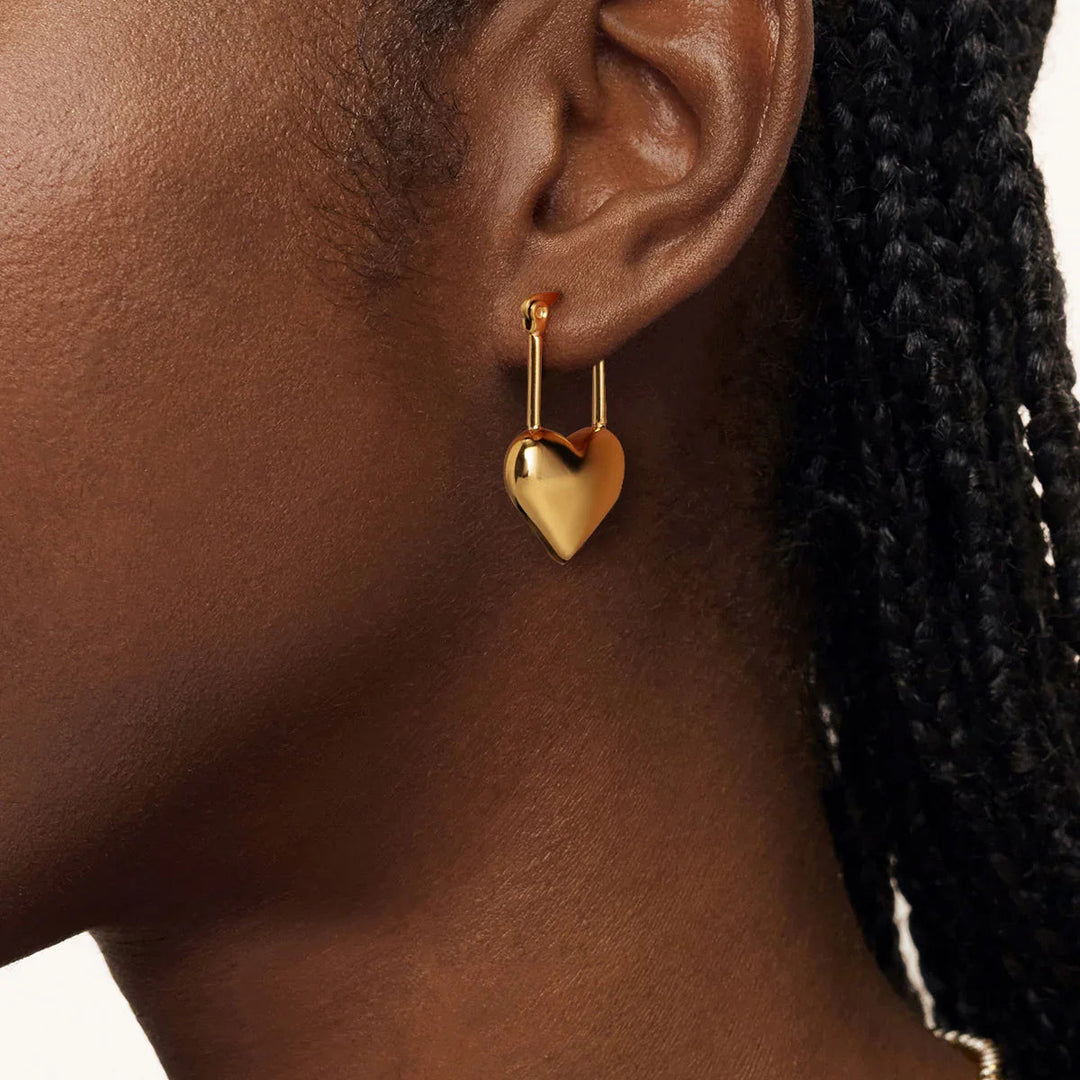 Gold-Plated Stainless Steel Heart Earrings