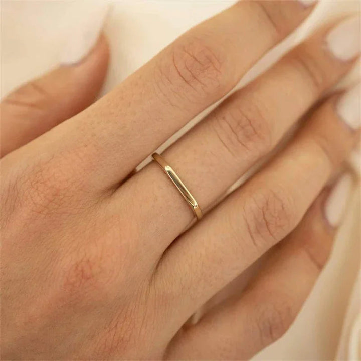 Gold-Plated Geometric Band Ring Women