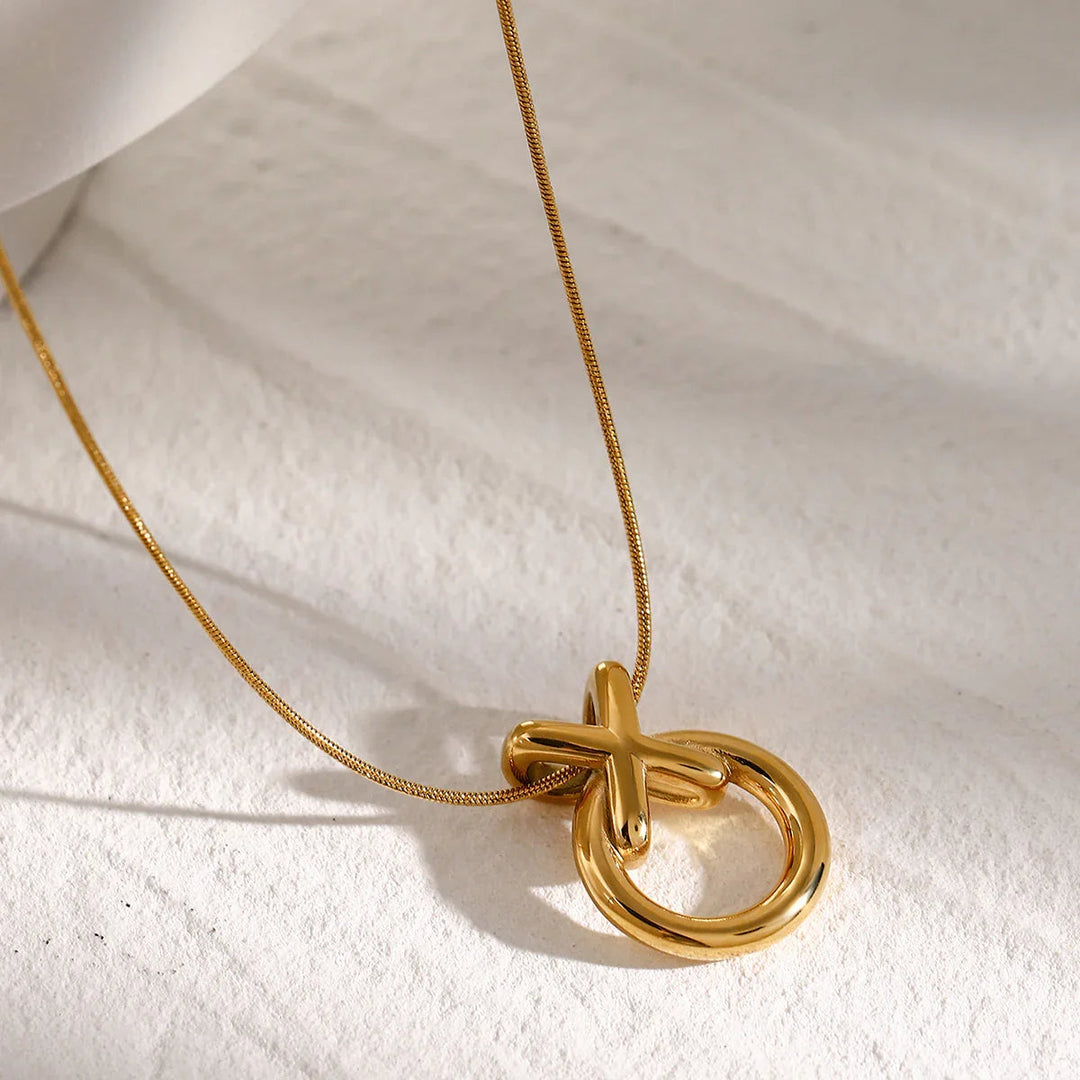 Gold-Plated Hoop Pendant Necklace