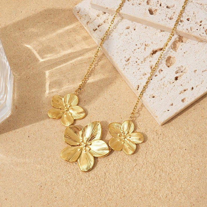 Gold-Plated Floral Pendant Necklace for Women