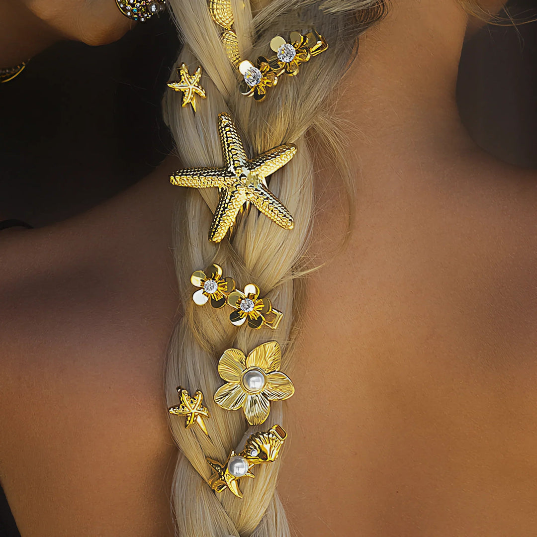 Gold-Plated Diamond Simulant Petal Hair Clip