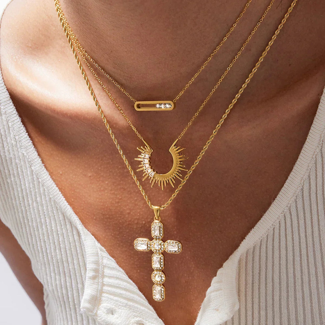 Gold Plated Cubic Zirconia Minimalist Pendant Necklace for Women