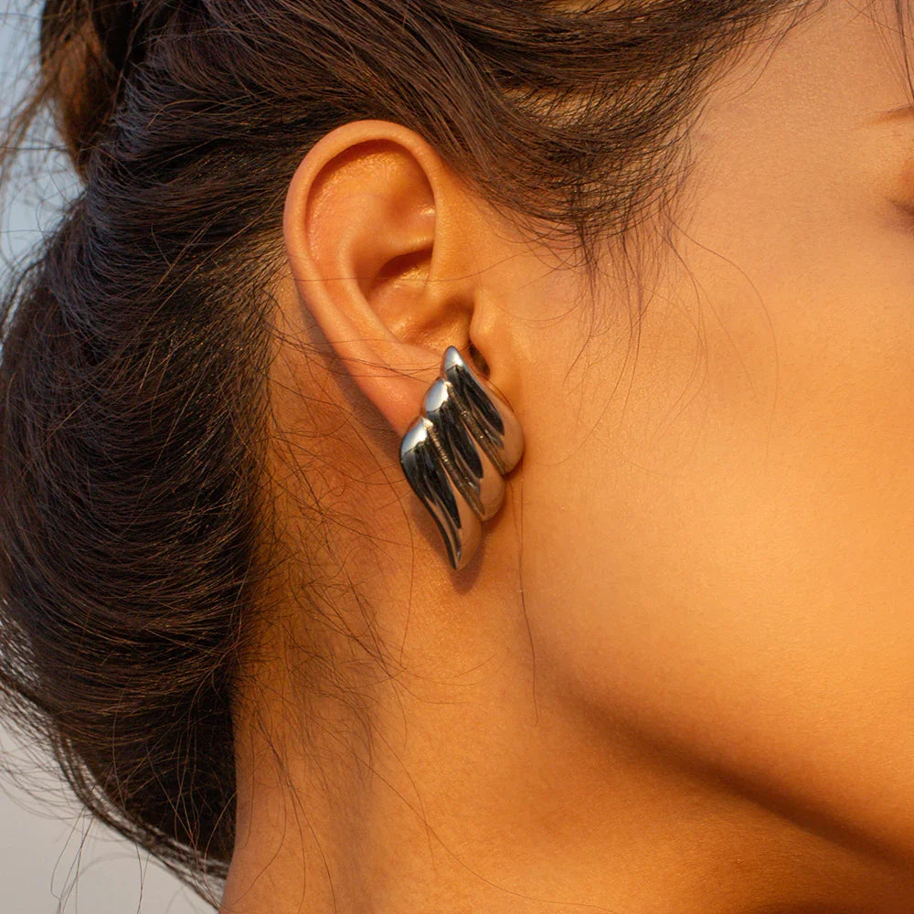Gold-Plated Contemporary Earrings with Stainless Steel