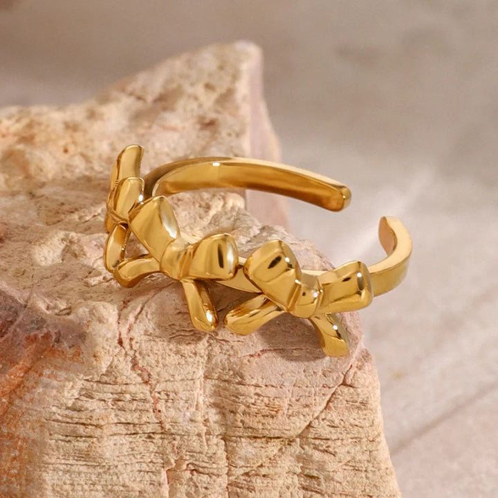 Gold-Plated Bow Ring with Three Accents