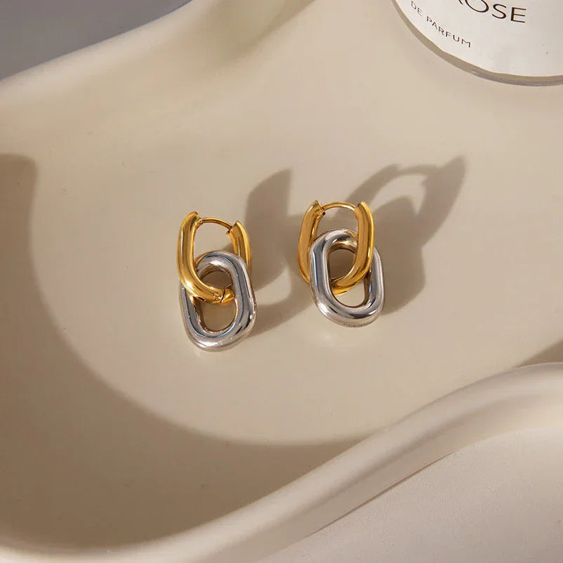 Gold Plated Two Tone Double Hoops