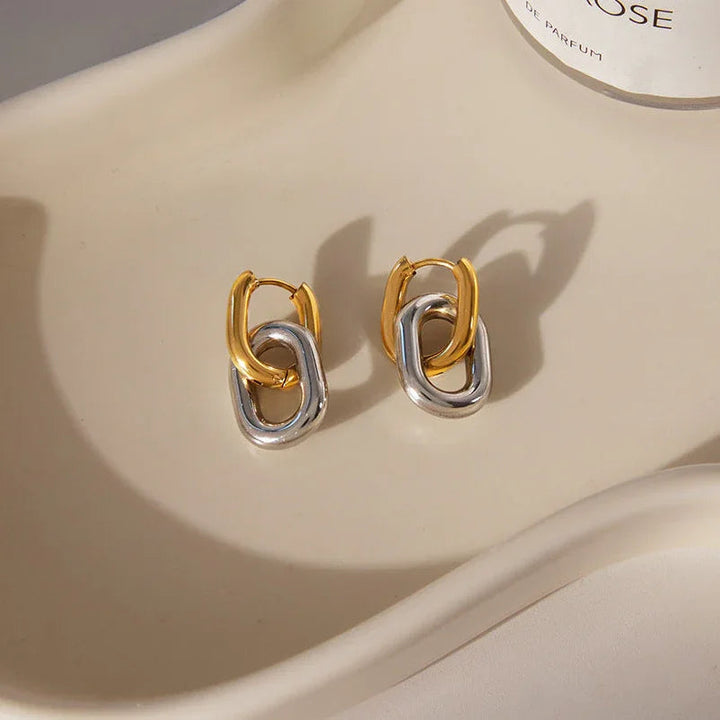 Gold Plated Two Tone Double Hoops