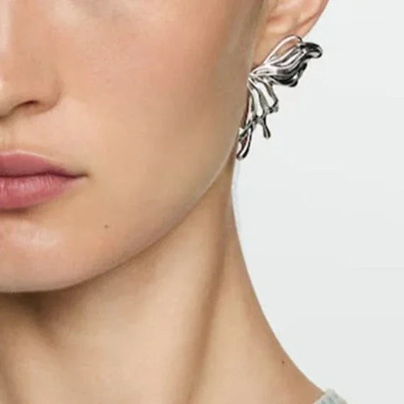 Silver-Tone Butterfly Drop Earrings for Women