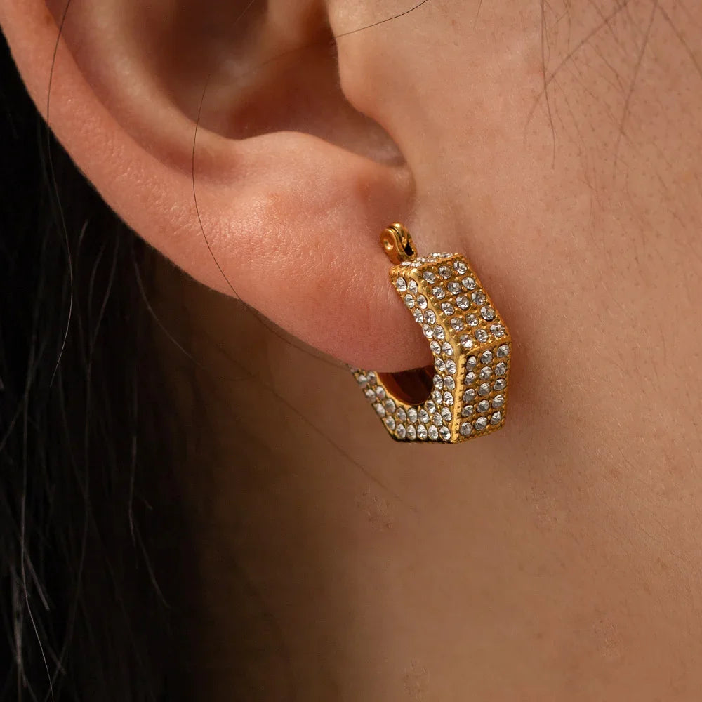 Gold-Plated Cubic Zirconia Huggie Earrings