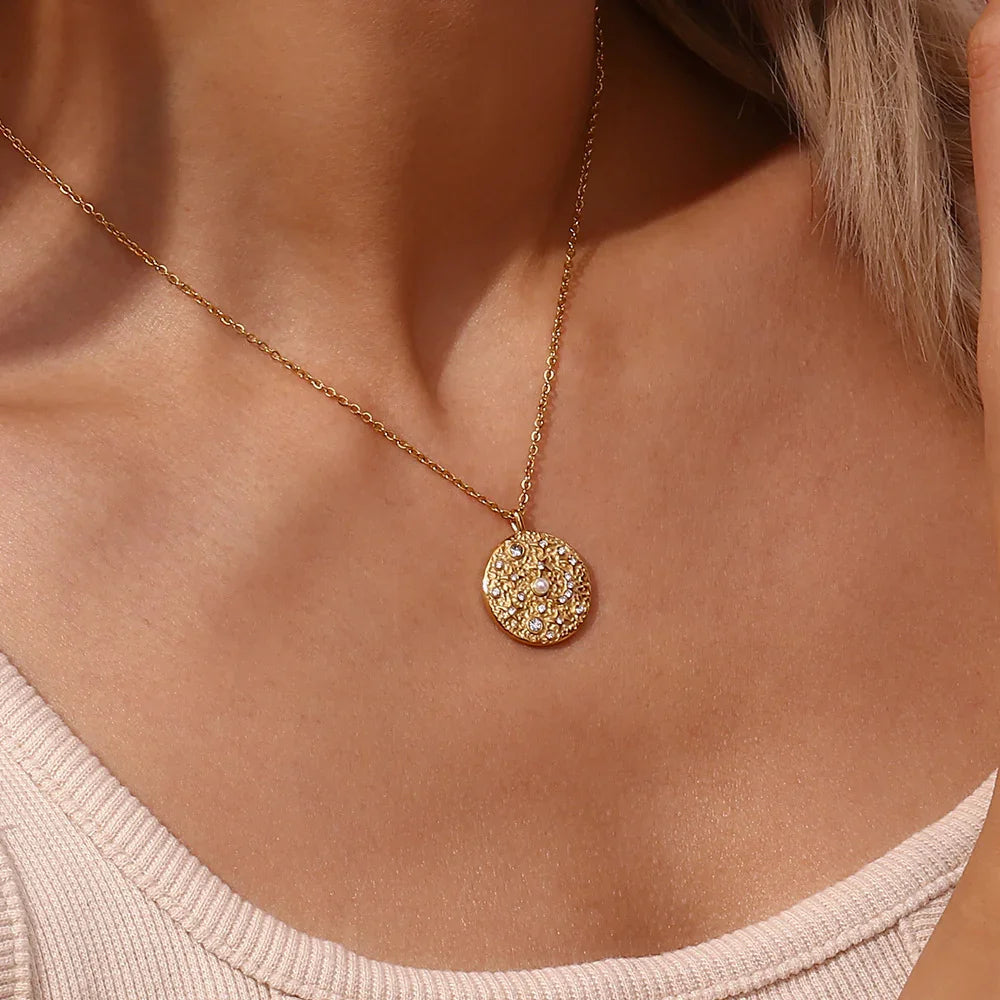 Gold-Plated Cosmic Pendant Necklace For Women