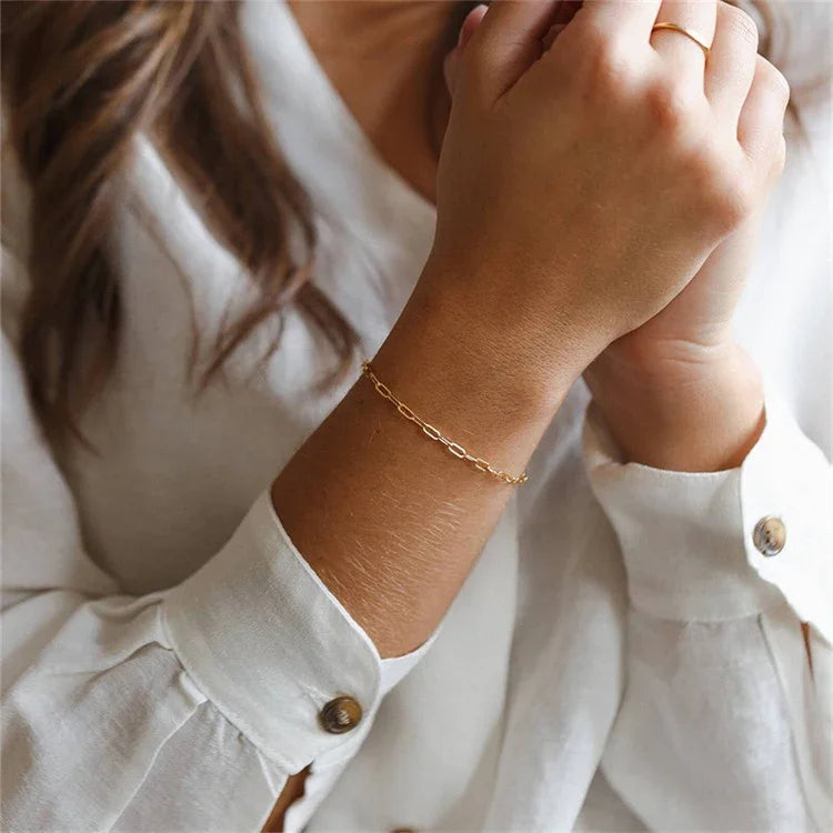 Gold-Plated Paperclip Chain 2-Piece Set