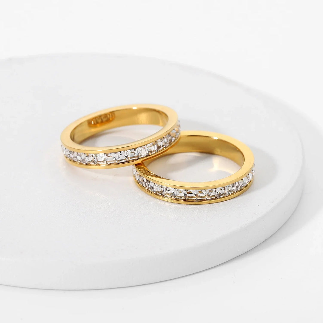 Gold-Plated Cubic Zirconia Band Ring for Women