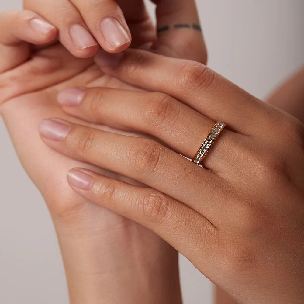 Gold-Plated Cubic Zirconia Band Ring for Women