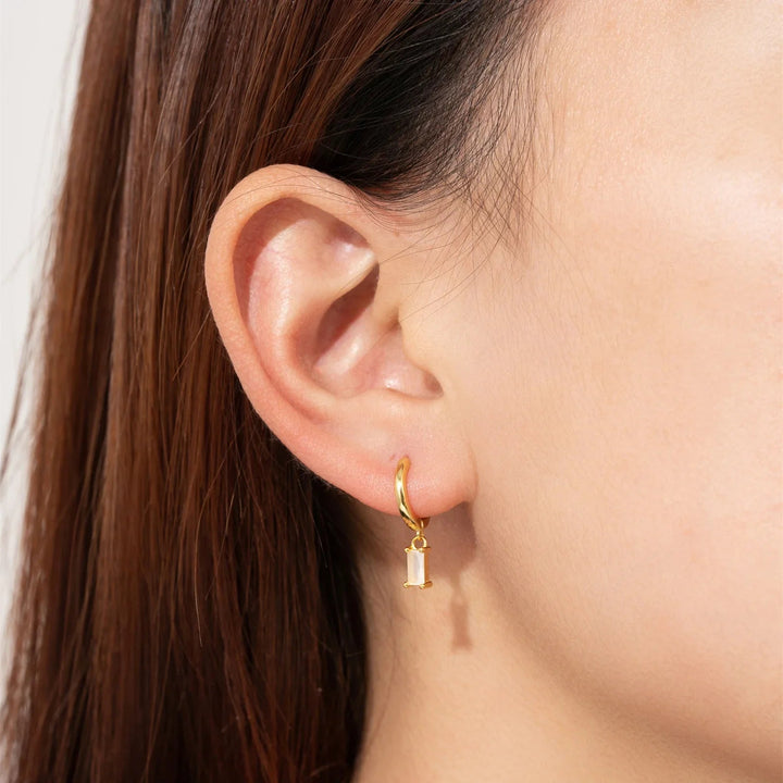 Gold-Plated Harlow Diamond Earrings with Sleek Hoop Design