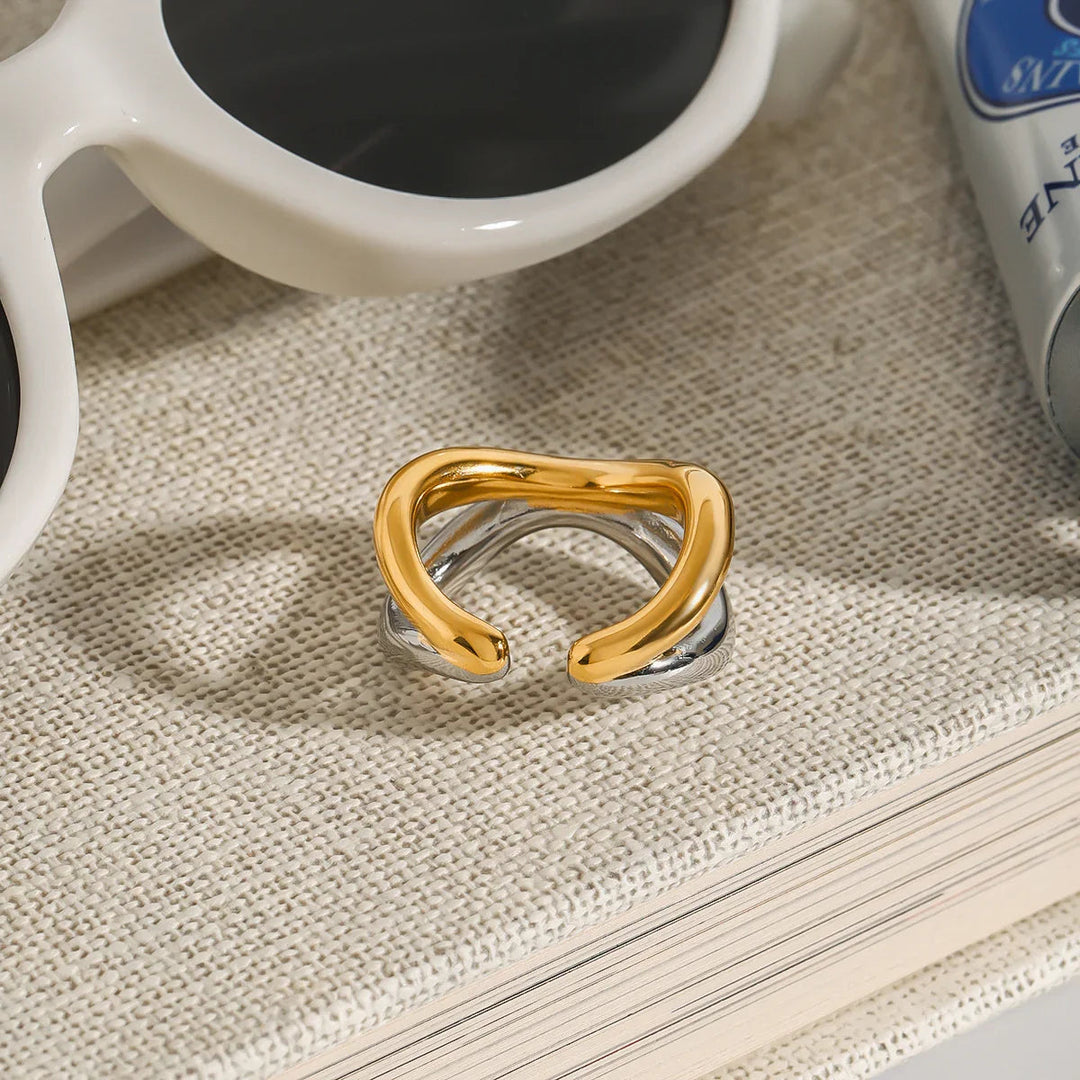 Gold-Plated Silver-Tone Intertwined Ring for Women