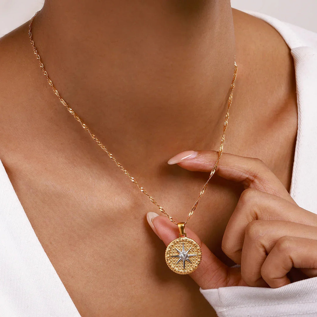 Gold-Plated CZ Star Pendant Necklace for Women
