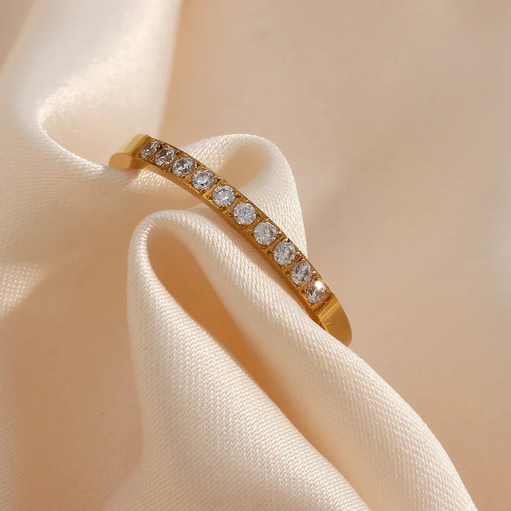Gold-Plated CZ Minimalist Ring For Women