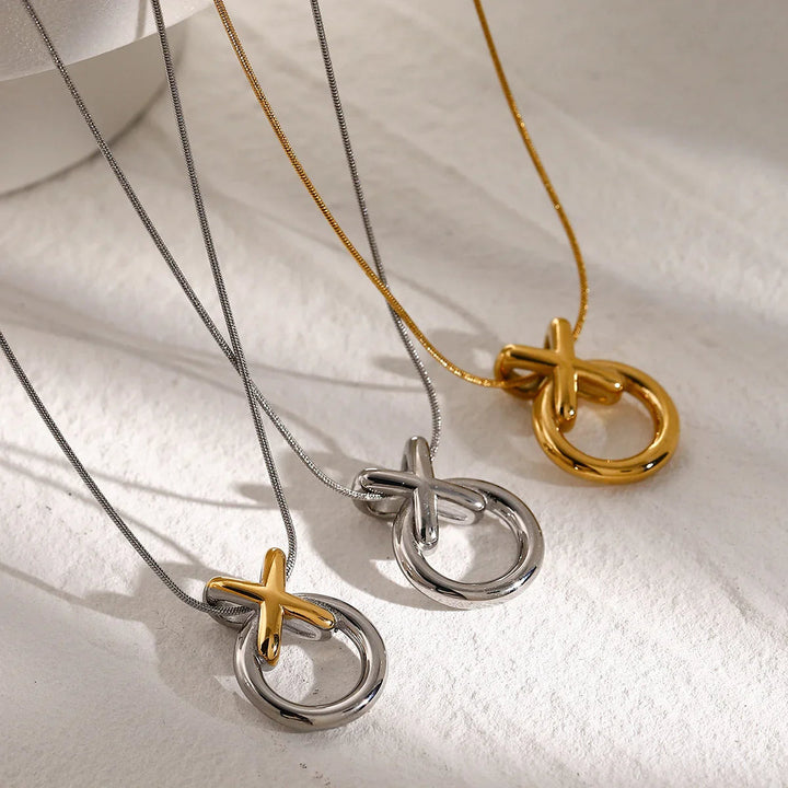 Gold-Plated Hoop Pendant Necklace