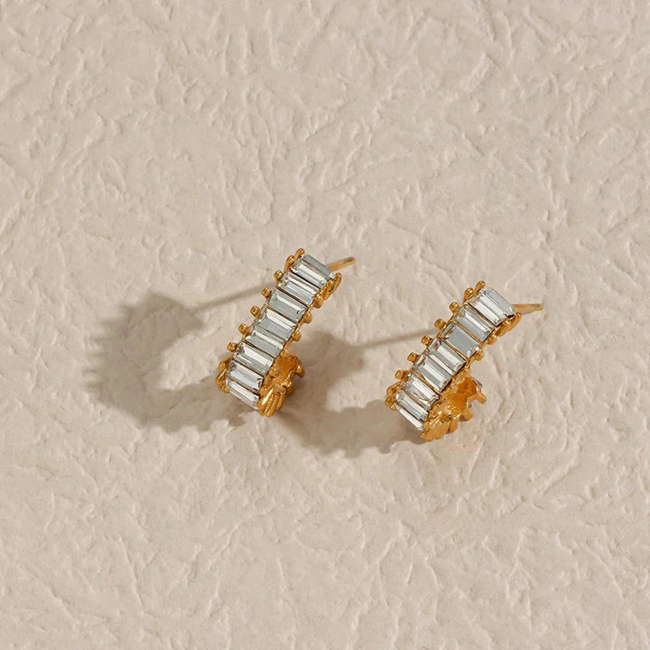 Gold-Plated Diamond Huggie Earrings For Women