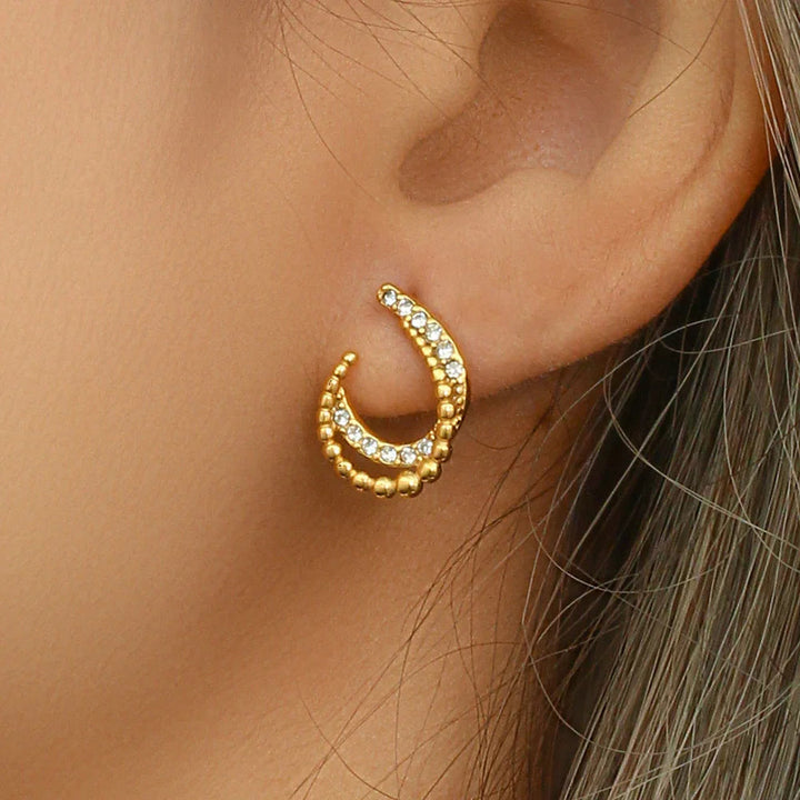 Gold-Plated Cubic Zirconia Huggie Earrings for Women