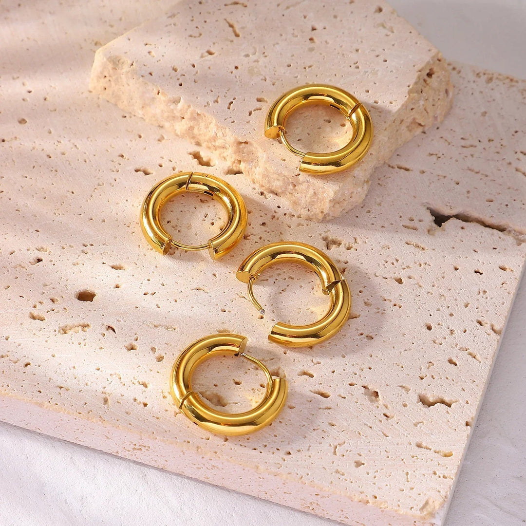 Gold-Plated Stainless Steel Hoop Earrings for Women
