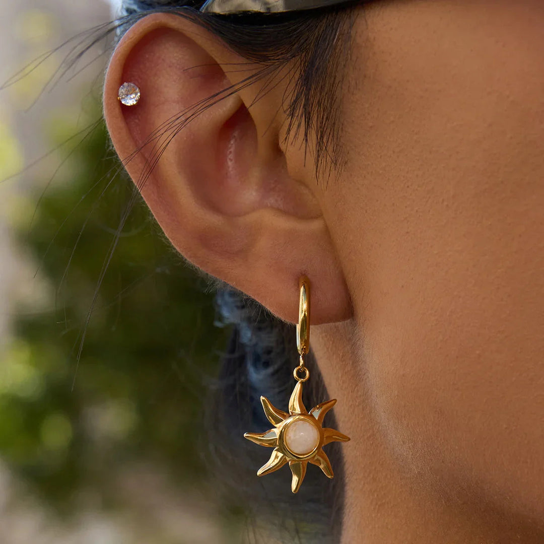 Gold Plated Synthetic Stone Drop Earrings for Women
