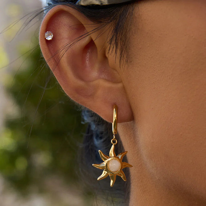 Gold Plated Synthetic Stone Drop Earrings for Women