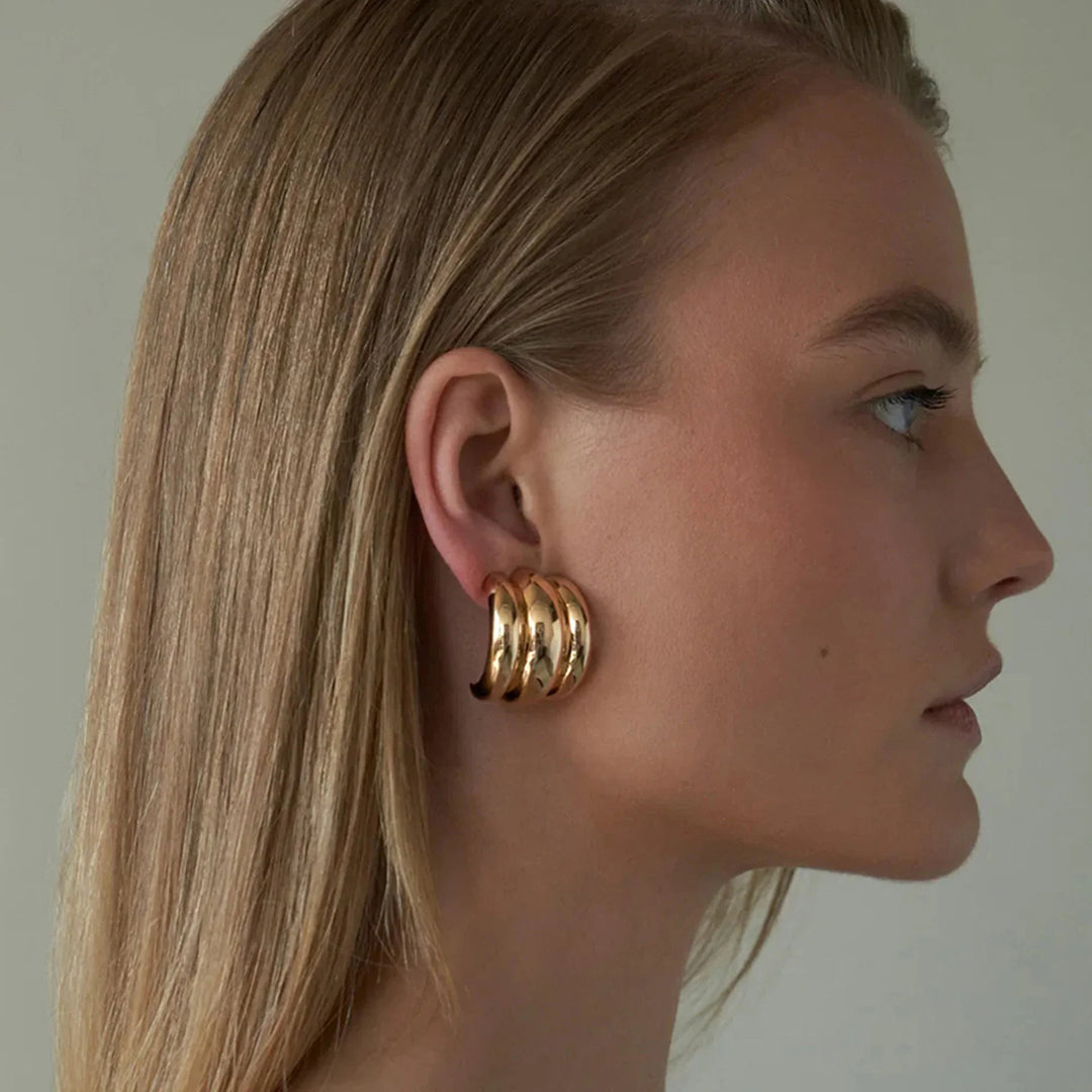 Gold-Plated Chunky Arch Earrings for Women