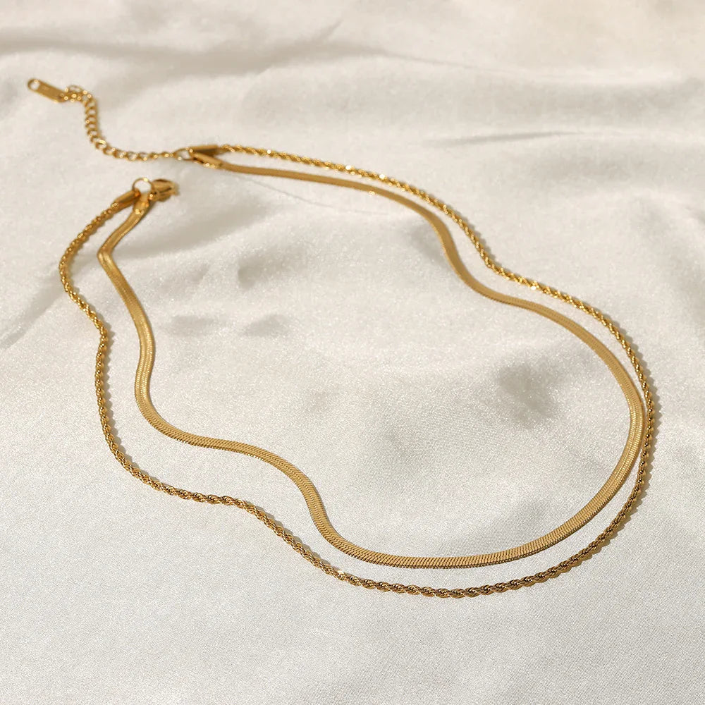 Gold-Plated Layered Chain Necklace for Women