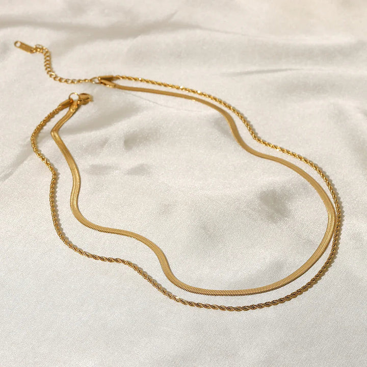 Gold-Plated Layered Chain Necklace for Women