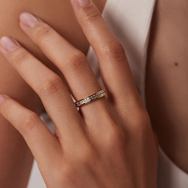 Gold-Plated Cubic Zirconia Band Ring for Women
