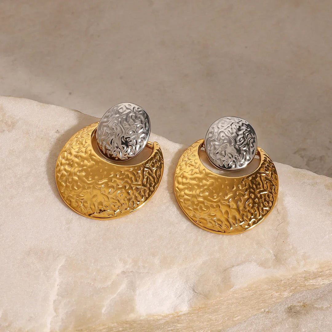 Gold-Plated Silver-Tone Crescent Drop Earrings