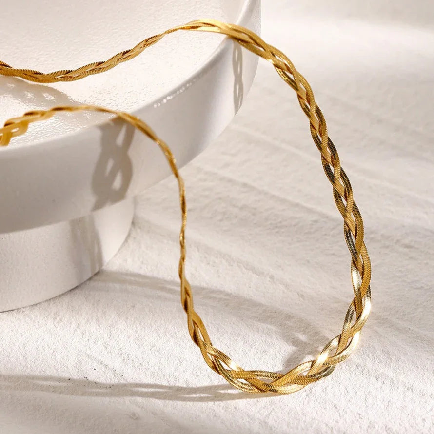 Gold-Plated Herringbone Layered Necklace