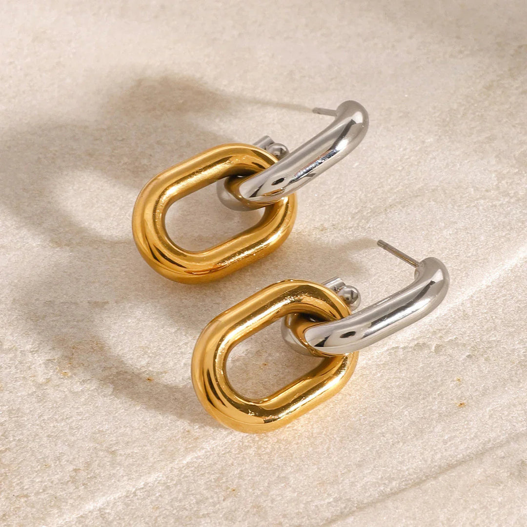 Gold-Plated Silver-Tone Double Hoop Earrings