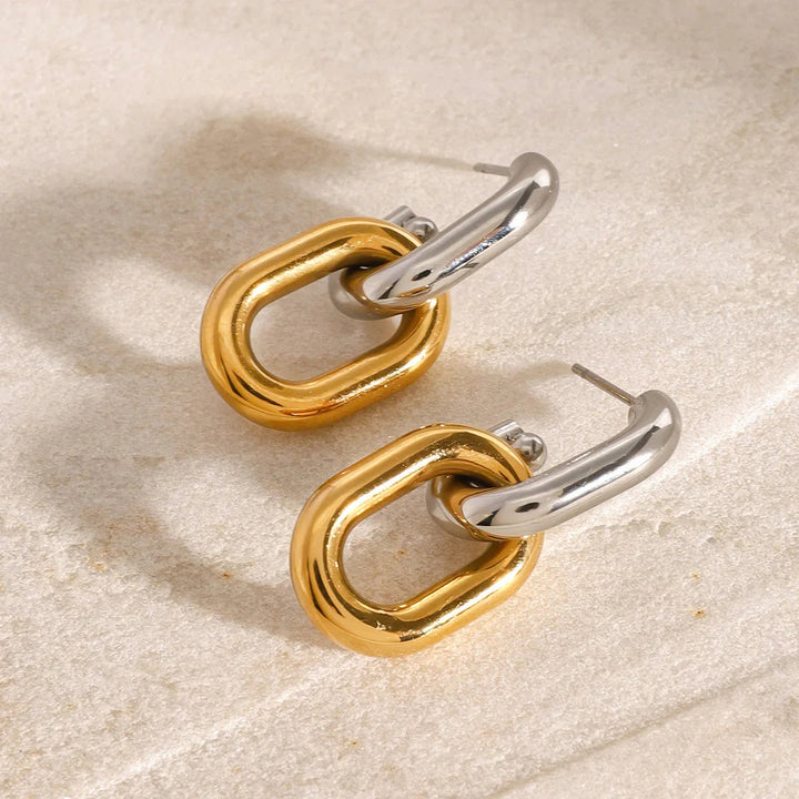 Gold-Plated Silver-Tone Double Hoop Earrings