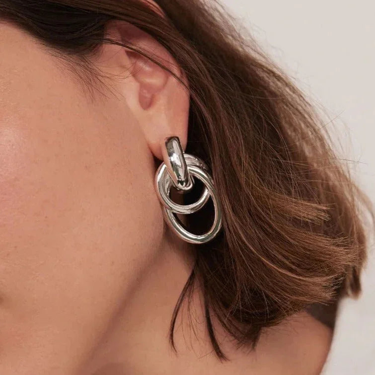 Gold-Plated Multi Hoop Drop Earrings for Women