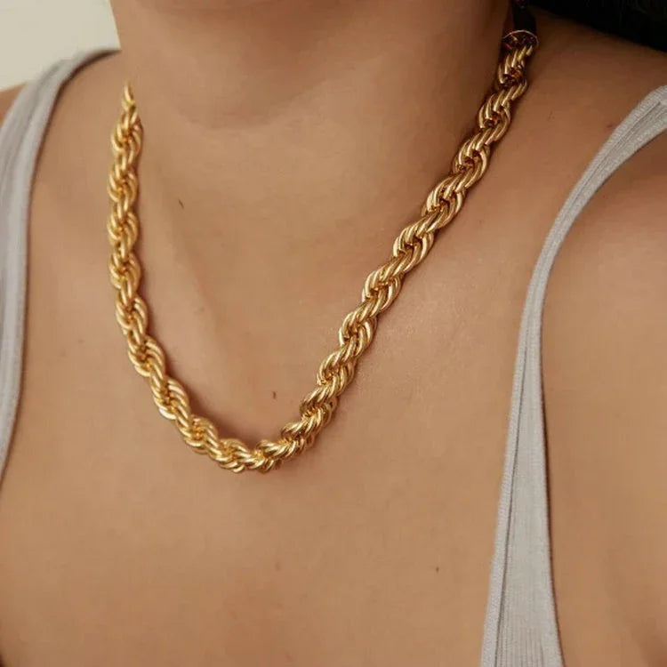 Gold-Plated Braided Chain Necklace for Women