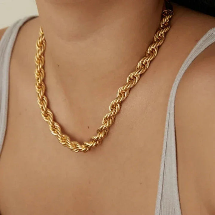 Gold-Plated Braided Chain Necklace for Women