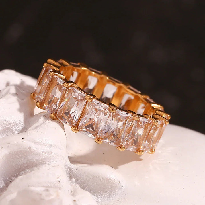 Gold-Plated CZ Eternity Ring For Women
