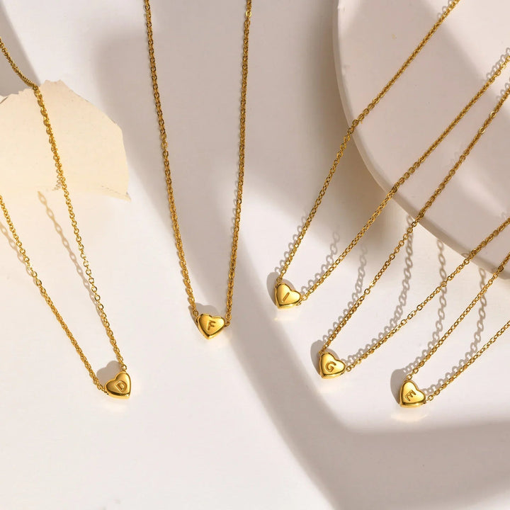 Gold-Plated Heart Initial Necklace