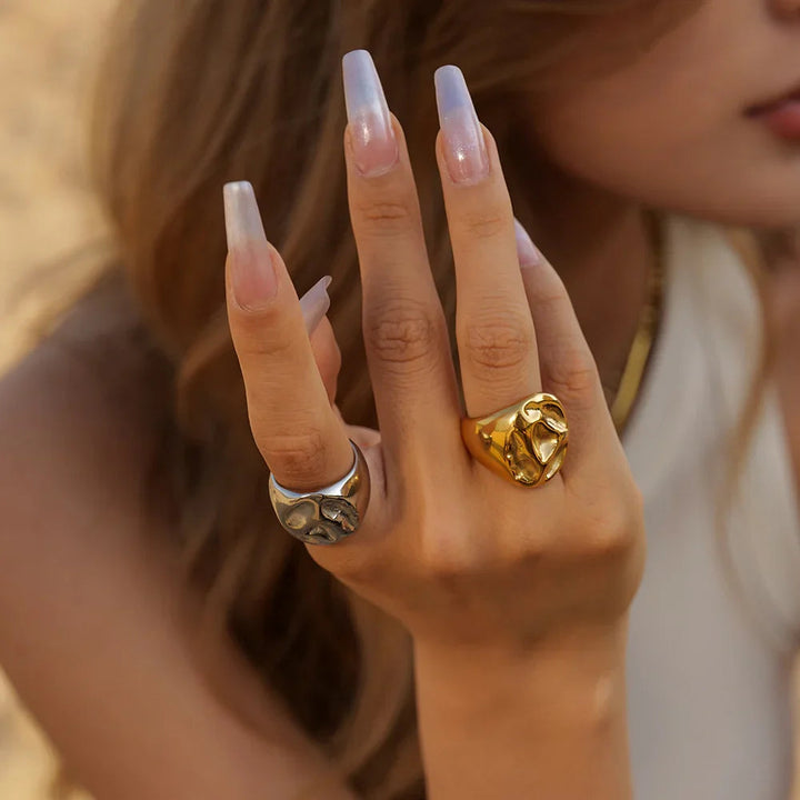 Gold-Plated Irregular Statement Ring for Women