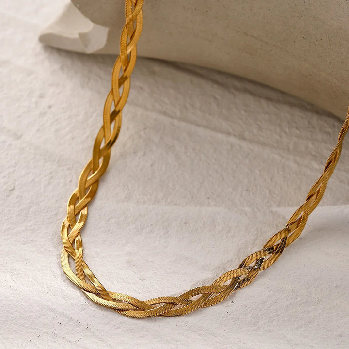 Gold-Plated Herringbone Layered Necklace