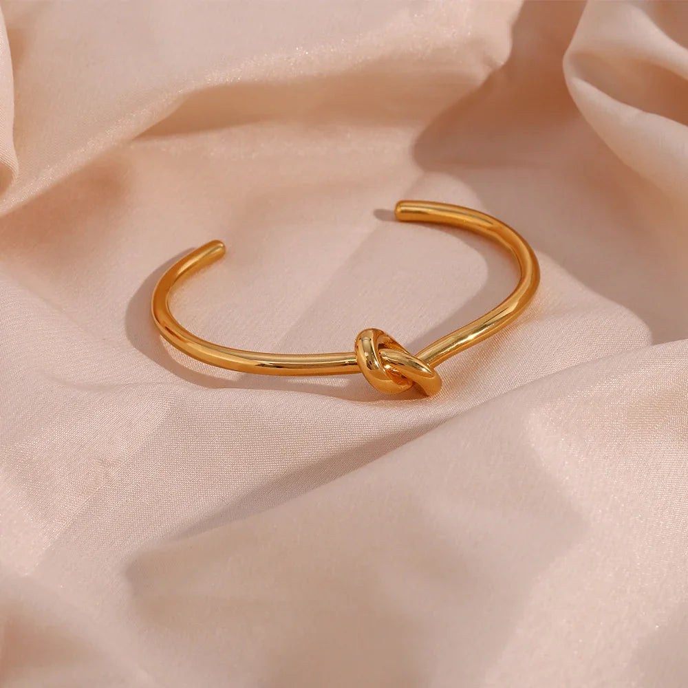 Gold-Plated Knot Cuff Bracelet for Women