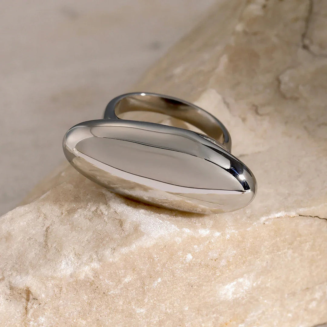 Gold-Plated Oval Stone Ring