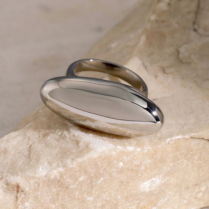 Gold-Plated Oval Stone Ring